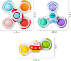 ALASOU 3PCS Pop Suction Cup Spinner Sensory Airplane Travel Toys for 1 Year Old Boy Girl Infant Toddlers|Novelty Spinning Tops 12 18 Months|1 2 Year Old Boy Birthday Gift|Baby Bath Toy Kids Ages 1-3