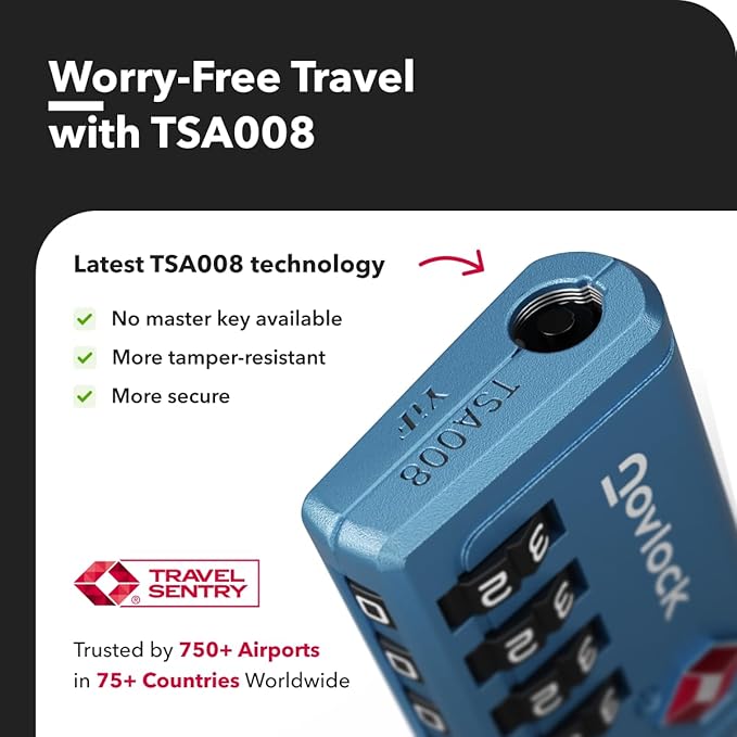 Luggage Locks TSA Approved with Inspection Indicator and Resettable 4-Digit, Easy-to-Read Combination, TSA Locks for Luggage, Suitcases, Backpacks & Travel Bags, Blue, 2-Pack