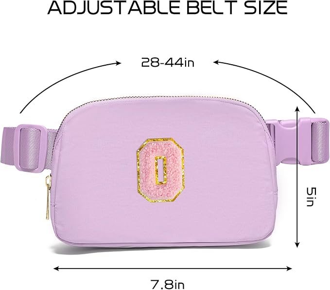 Gitus Initial Belt Bag Fanny Pack Crossbody Bag for Girls Birthday Gifts Age 8-10 Teen Girl Gifts Trend Stuff Personalized Letter Gifts for Daughter Sister (Lavender-O)