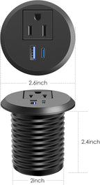 Desktop Power Grommet, 2 inch, USB C PD 20W Fast Charging Station, Desk Hole Outlet,ETL Listed (2, 6 FT Cable)