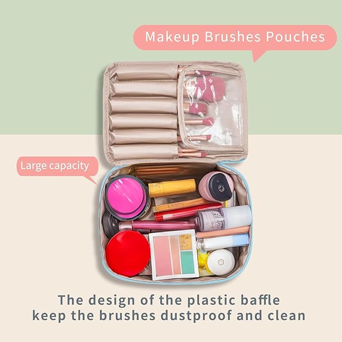 Queboom Travel Makeup Bag Cosmetic Bag Makeup Bag Toiletry bag for women and men(Pink)
