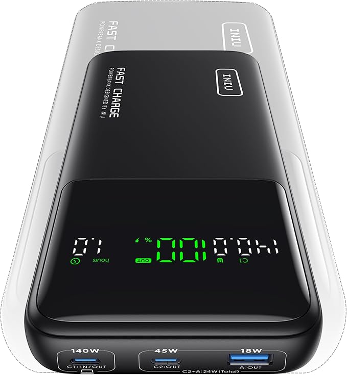 INIU 140w Power Bank Laptop Portable Charger and 15W MagSafe Compatible Charger Pad Combo