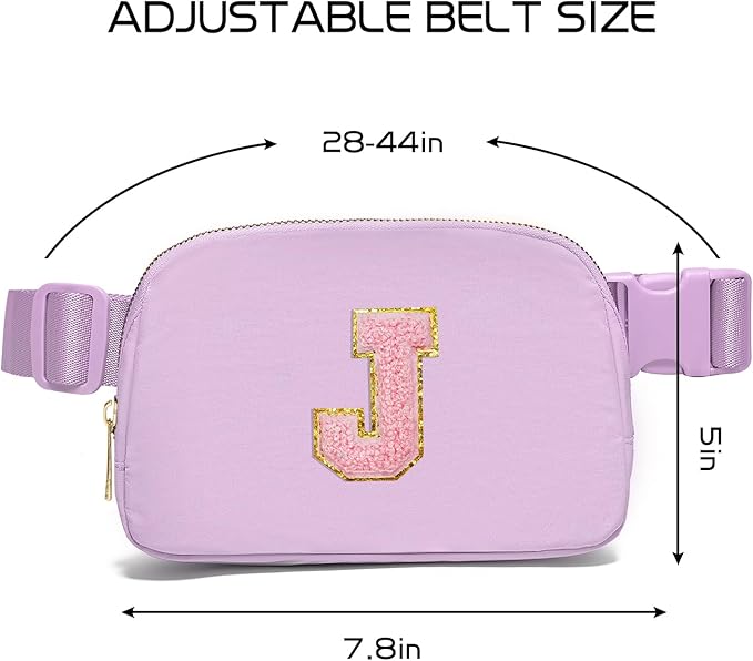 Gitus Initial Belt Bag Fanny Pack Crossbody Bag for Girls Birthday Gifts Age 8-10 Teen Girl Gifts Trend Stuff Personalized Letter Gifts for Daughter Sister (Lavender-J)