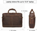 Augus Vintage Leather Briefcase for Men 15.6 Inch Laptop Computer Bag Retro Messenger Crossbody Shoulder Bag | Vintage Leather