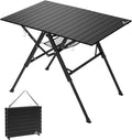 Sportneer Camping Table Folding Table, Bi-Fold Portable with Fast Open Design, Adjustable Height 16.5-27.6", 35.4"x23.6" Lightweight Aluminum Tabletop, Handle & Shoulder Strap for Outdoor Picnic