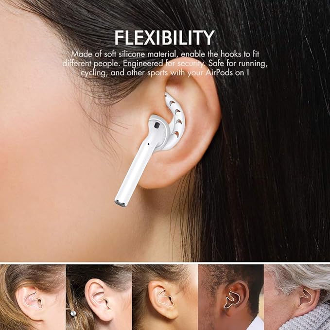 AhaStyle 3 Pairs AirPods Ear Hooks Cover Silicone Accessories Compatible with Apple AirPods and EarPods Headphones(Milk White)