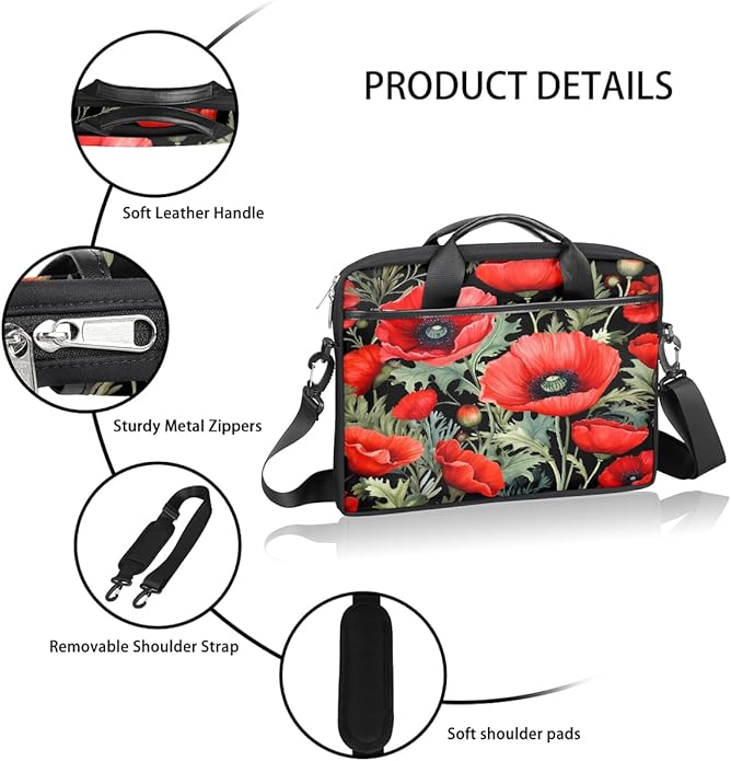 Laptop Shoulder Bag for Women Men, Waterproof Computer Case Messenger Bag Briefcase for Business Office Travel