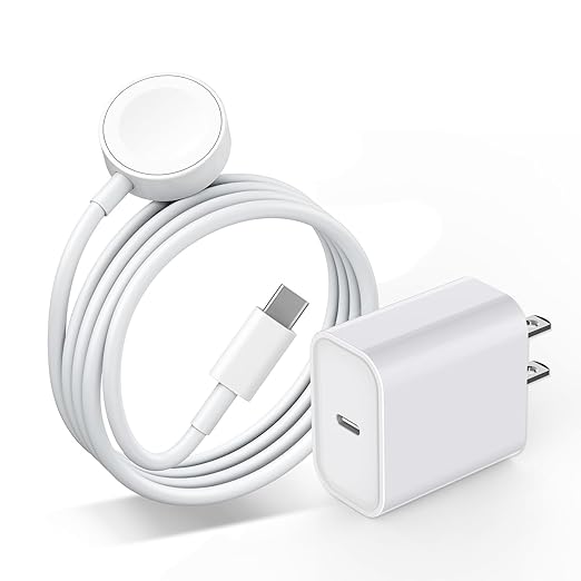 Upgraded Apple Watch Charger, Portable Fast Wireless Magnetic iWatch Charging Cable Cord with USB C Wall Charger Block Plug Adapter Compatible with Apple Watch Series 10,9,8,7,SE,6,5,4,3,2,1(1M/3.3FT)