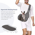 Lukovee Dog Sling Carrier, Hard Bottom Support & Adjustable Soft Padded Shoudler Strap Dog Slings for Small Dogs, Dog Purse with Drawstring Mesh Opening & Zipper Pockets for Puppy Cat Pet (Grey)