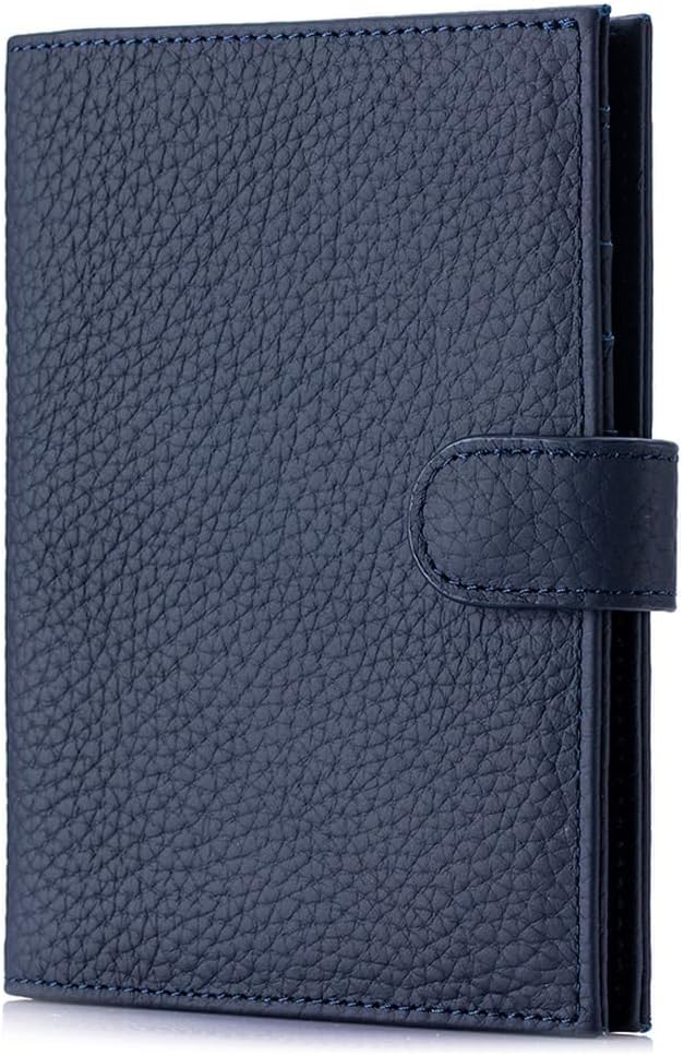 RFID Leather Passport Holder for Travel Women & Men – Slim Passport Wallet for Womens with Card Slots, Zippered Coins Pocket and Cash Holder Mother's Day Gift (Sapphire Blue)