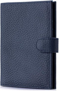 RFID Leather Passport Holder for Travel Women & Men – Slim Passport Wallet for Womens with Card Slots, Zippered Coins Pocket and Cash Holder Mother's Day Gift (Sapphire Blue)