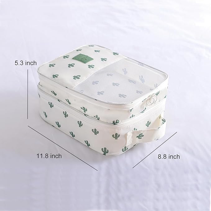 Shoe Bag for Travel, Travel Shoe Bag for Packing, Hold 3 Pairs of Shoes, Travel Essentials for Flying Shoe Organizer Shoe Storage Bag for Travel Cactus White
