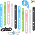 Silicone Cable Ties, Cord Organizer Ties, Cord Ties Reusable, Cord Wrap Cable Organizer 5Inch Cable Management 10 Pcs (5 Color) Cbfoeyk
