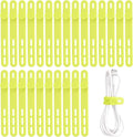 Oligei 25 Pcs Silicone Cable Ties, Cable Ties Reusable, High Elasticity Cord Wraps for Electrical Cords, Cord Organizer for Earphone, Phone Charger(Yellow)