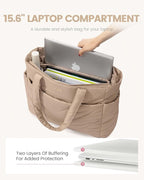 LOVEVOOK Tote Bag for Women, Puffer Work Travel Handbag with Zipper for Teacher Nurse, Quilted Cute Laptop Shoulder Gym Bag
