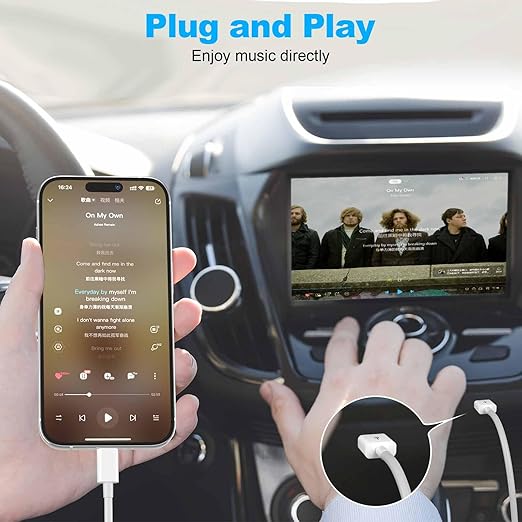 Car Apple Carplay Cable，USB A to Lightning Cable 6FT Compatible with iPhone 14 13 12 11 Pro Max XR XS X Charger Cord，Car Charging Cord（White）
