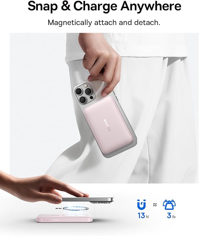 Baseus for MagSafe Portable Charger, Qi2 Certified 15W Wireless Magnetic Power Bank 10000mAh with USB-C Cable 22.5W PD Charging, Battery Pack Compatible with iPhone 17/16/15/14/13 Pro/Pro Max Series
