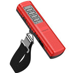 Battery-Free Digital Luggage Scale, 110lbs/50kg Portable Handheld Hanging Scale for Luggages, Suitcases, Backpacks & Bags, Easy Weighing for Travel, No Need Batteries (Red)