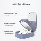 Shoe Bag for Travel, Travel Shoe Bag for Packing, Hold 3 Pairs of Shoes, Travel Essentials for Flying Shoe Organizer Shoe Storage Bag for Travel Gray