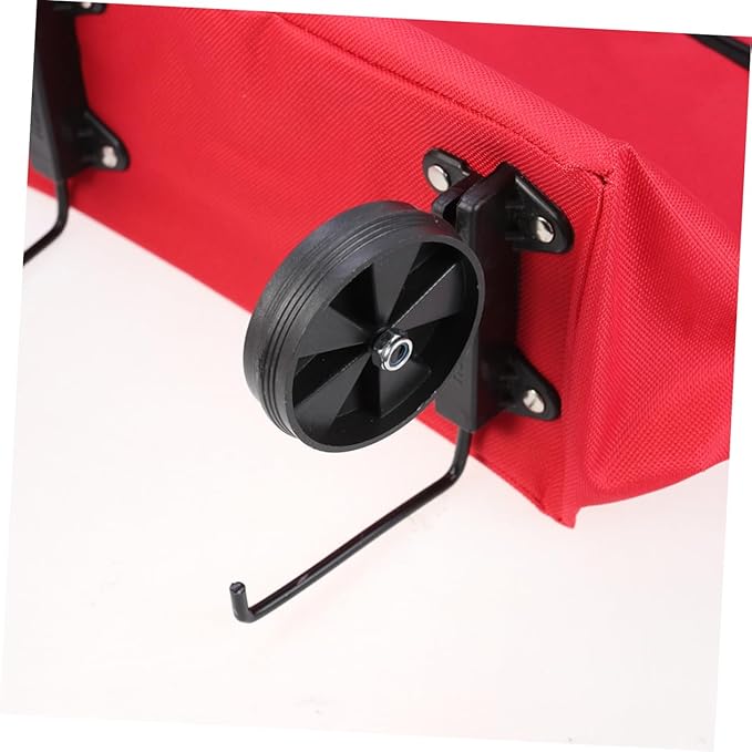 Alipis Portable Folded Trolley Cart for Travel Shopping Lightweight Collapsible Bag with Wheels Compact Organizer for Groceries Gym Beach and Camping Red