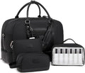 Wogarl 4PCS Weekender Bags for Women Large Overnight Weekend Travel Duffel Carry on Shoulder with Shoe Compartment Canvas Toiletry Bag for Travel Business Gym