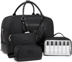 Wogarl 4PCS Weekender Bags for Women Large Overnight Weekend Travel Duffel Carry on Shoulder with Shoe Compartment Canvas Toiletry Bag for Travel Business Gym