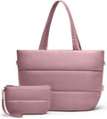 Puffer Tote Bag for Women, Lightweight Puffy Tote with Compartments, Shoulder Bag Crossbody Bags for Women Travel, Work, Gym