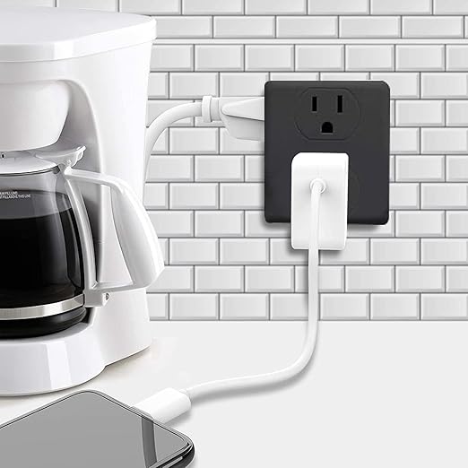6 Outlet Extender, HITRENDS Multi Plug Outlet Extender, 4 Pack 3-Prong Wall Plug Multiple Splitter for Cruise Ship Home Office Dorm Room Essential, 1875W, Black