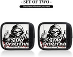 2 Pack Luggage Handle Wrap with Travel Tags - Non-Slip Protective Cover Soft Handle Grips Covers for Suitcase(Funny Skull Stay Positive)