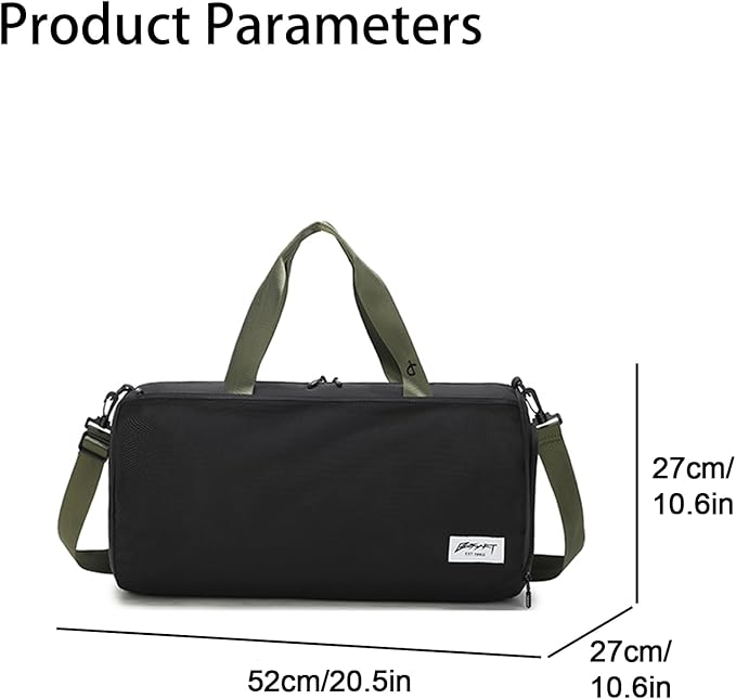 Gym Bags for Men with Side Pocket, 38L Sports Gym Duffle Bag with Adjustable Strap&Shoe Compartment, Large Waterproof Sport Duffel Bags for Travel, Sports, Fitness&Workout(Black/Olive Green)