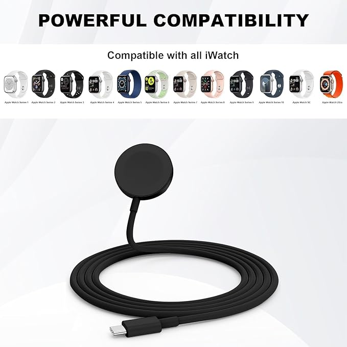 USB C Apple Watch Charger,[MFi Certified] iPhone Fast Magnetic iWatch Charger 6ft USB C Charging Cable Cord Long and Type C Wall Charger Block for Apple Watch Series 11/10/9/Ultra/8/7/SE/SE2/6/5/4/3/2