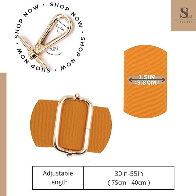 S&loyoe Thickened Solid Color Purse Straps Replacement Crossbody Bag Strap Adjustable Wide Guitar Straps for Handbags 1.5inch