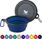 Collapsible Dog Bowls for Travel, 2-Pack Dog Portable Water Bowl for Dogs Cats Pet Foldable Feeding Watering Dish for Traveling Camping with Carabiners, BPA Free (Grey&Navy, Large)