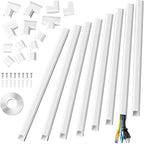 Yecaye Cord Hider, 125In Cord Covers for Wall Mounted TV, White Cable Management Kit, Wire Hiders and Concealer for 3 Cords on Wall, W0.98in H0.51in, White