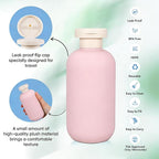 DEMORA 6.6oz Travel Bottles for Toiletries, Larger Plastic Travel Squeeze Bottles Leak Proof Refillable Toiletry Containers with Flip Caps and Labels for Shampoo Conditioner Lotion (Pink, 4 Pcs)