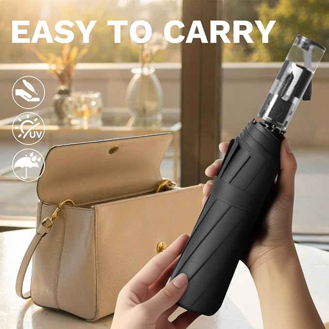 YINBAOGE Compact Travel Umbrella, Automatic Folding Windproof 12 Ribs, 42 Inch Canopy with UV Protection, Durable Lightweight Portable Parasol for Rain & Sun, Fits Car, Backpack, Men & Women
