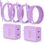 QZIIW Super Fast Samsung Charger Type C,45W Dual Port USB C Fast Charger Block [2-Pack] & Extra Long 60W 3/6/6/10FT USB C Cable - PD Quick Charging 3.0 for Samsung Galaxy S25 Ultra/S24+/S23 iPhone 16