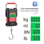 50kg Digital Hanging Scale with Hook, Portable Luggage Scale with Built‑in 1.5m Tape Measure – for Travel and Parcels