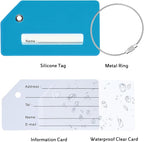 10 Pack Silicone Luggage Tag for Suitcases with Stainless Loop, TSA Approved, Privacy Protection Travel Essentials Bag Tags by Gostwo, Sky Blue