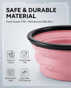 Collapsible Dog Bowls for Travel, 2-Pack Dog Portable Water Bowl for Dogs Cats Pet Foldable Feeding Watering Dish for Traveling Camping with Carabiners, BPA Free (Grey&Pink, Medium (Pack of 2))