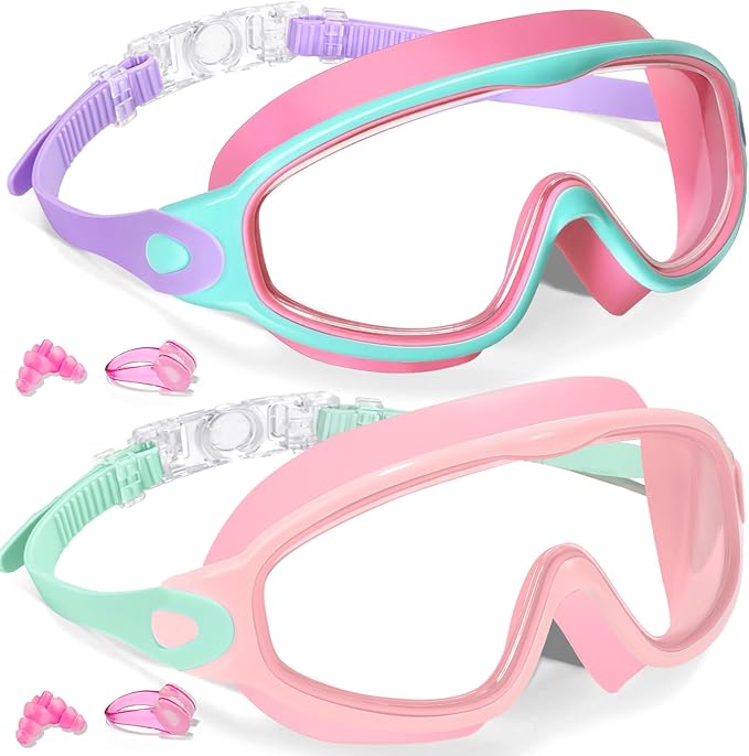 Keary 2 Pack Kids Swim Goggles for 3-15 UV Protection Anti-Fog Pool Water Swimming Goggles For Boys Girls Youth Toddler
