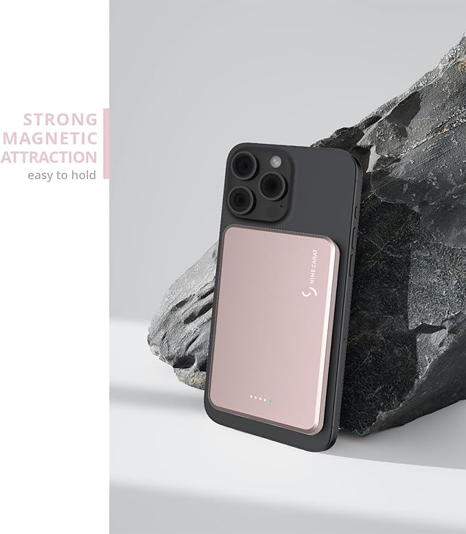 Custom Engraving Power Bank 5000mah,Customized Portable Charger with Name,Logo,Picture,Gift for Employees,Clients(Misty Rose)