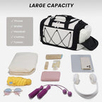 Vorspack Gym Bag for Women - 15 Inches Small Duffle Bag for Travel Lightweight Duffel Bag Personal Item Travel Bag Weekender Bag for Travel Sports Gym - Beige