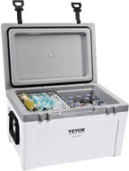 VEVOR Ultra-Light Hard Cooler, Ice Retention Cooler with Heavy Duty Handle, Ice Chest Lunch Box for Camping, Travel, Outdoor, Keeps Cool for up to 6 Days, 30% Lighter Than Rotomolded Coolers