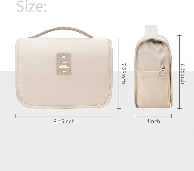 Lcsmaokin Large Capacity Toiletry Bag Travel Bag with Hanging Hook for Men and Women Waterproof Travel Cosmetic Bag Bathroom Storage Bag for Brushes Set, Full-Sized Shampoo,Accessories(White Cactus)