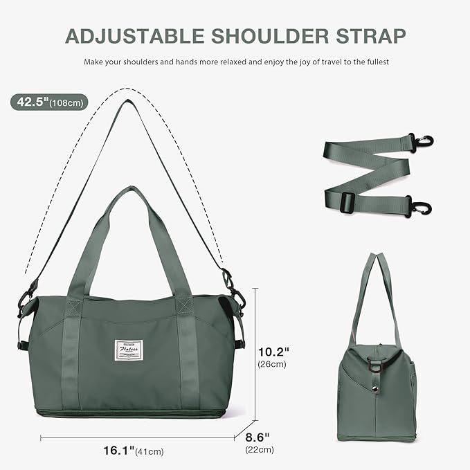 Travel Duffel Bag, Sports Tote Gym Bag, Shoulder Weekender Overnight Bag for Women