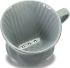 Pour Over Ceramic - Coffee Dripper Ceramic Coffee Maker with 3 Holes Flat Bottom, Porcelain Slow Filter Cone for Travel, Camping, Office, Home, Coffee Maker Brew, Grey