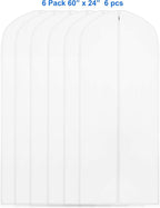 Simple Houseware 60-Inch Clear Garment Bags with Zipper for Suits, Dresses, Costumes, Uniforms - 6 Pack