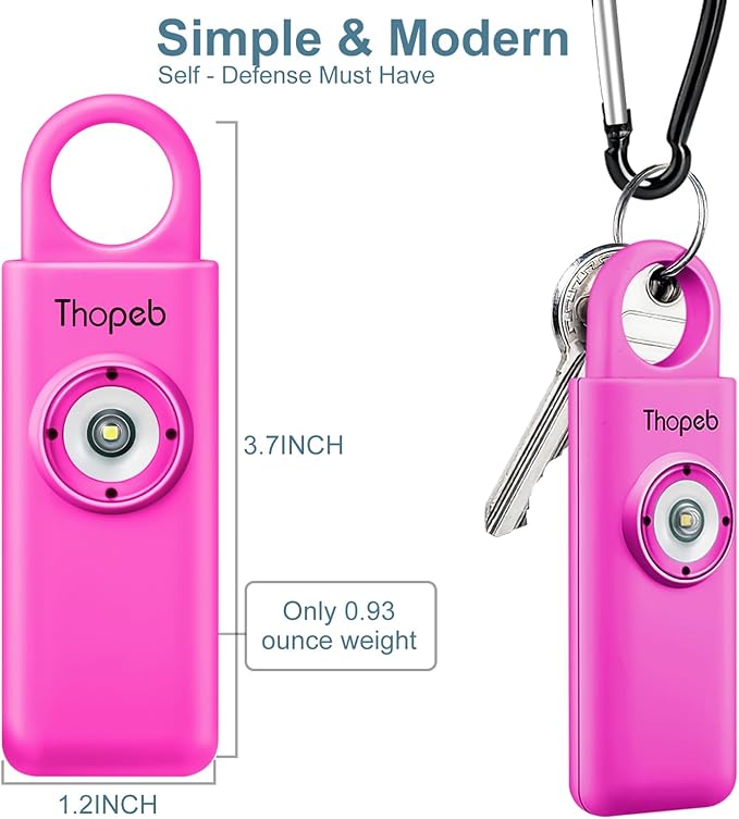 Thopeb–The Original Personal Safety Alarm for Women Self Defense – Elders & Kids Self Defense Keychain Siren – 135dB Loud Siren Bird Sound – Cute Key Chains Protection (Rose red)