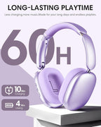 Wentronic Y02 Active Noise Cancelling Headphones, Wireless Over-Ear Bluetooth 5.4 Headphones, Multiple Modes, 60H Playtime, Hi-Res Audio, Big Bass, Foldable Lightweight for Travel Home Office, Purple